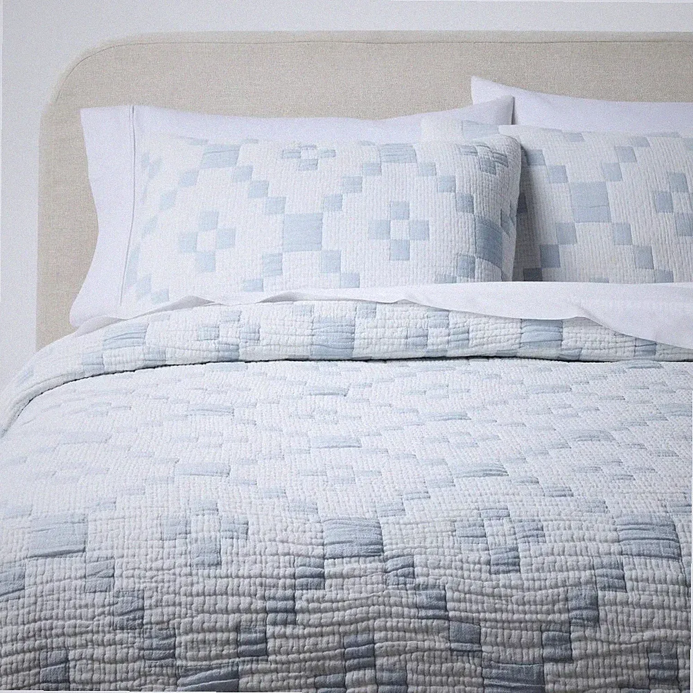3pc Full/Queen Reversible Lightweight Matelasse Quilt and Shams Set Patchwork