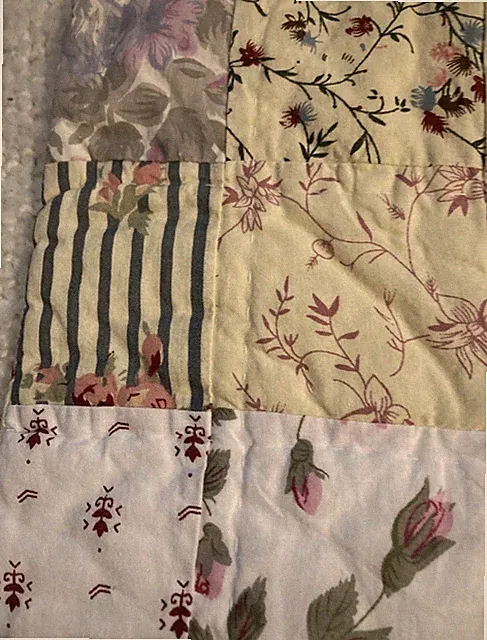 90s Quilted Patchwork Pillow Sham Cover Yellow Pink Floral French Country Farm 2