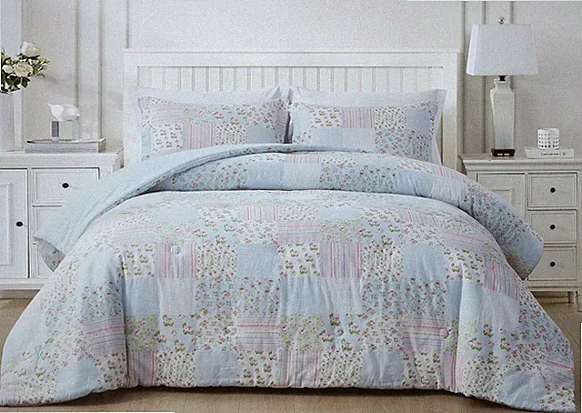 Chezmoi Collection Holly Floral Print Patchwork Cotton Lightweight Comforter Set