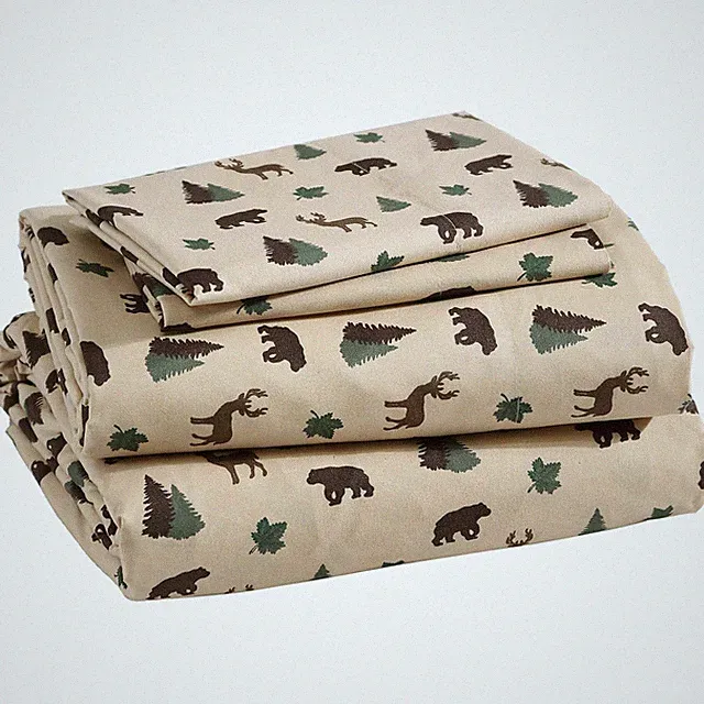 Cozy Cabin 4Piece Queen Microfiber Bedding Sheet Set with Deep Pockets Rustic...