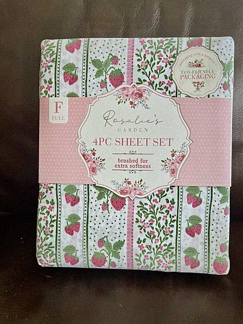 Envogue Strawberry Patchwork Full Double Bed Size Sheet Set Boho New