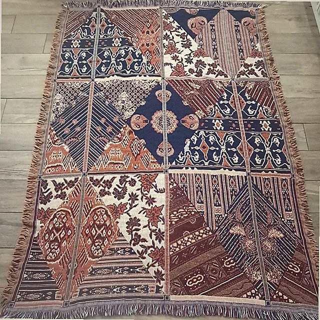 Goodwin Weavers Tapestry Throw Blanket paisley patchwork diamonds fringed cotton