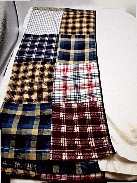 King Size Flat Sheet, White, Plaid Patchwork Design, 108x102