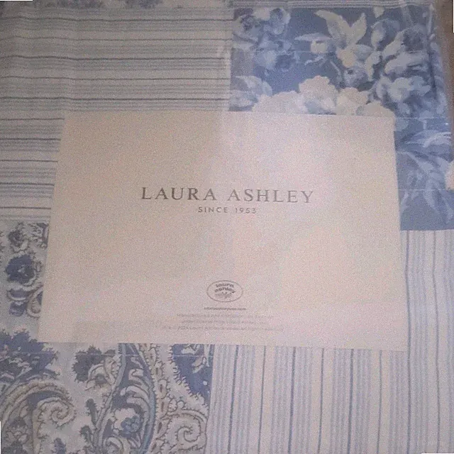 Laura Ashley Twin Quilt Set Paisley Patchwork Blue 100% Cotton Quilted