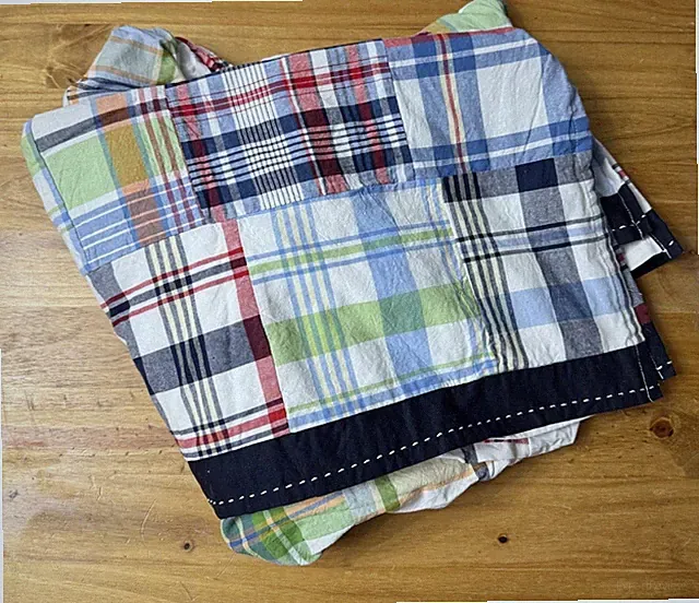 Pottery Barn Baby Kids Madras Patchwork Plaid Crib Skirt