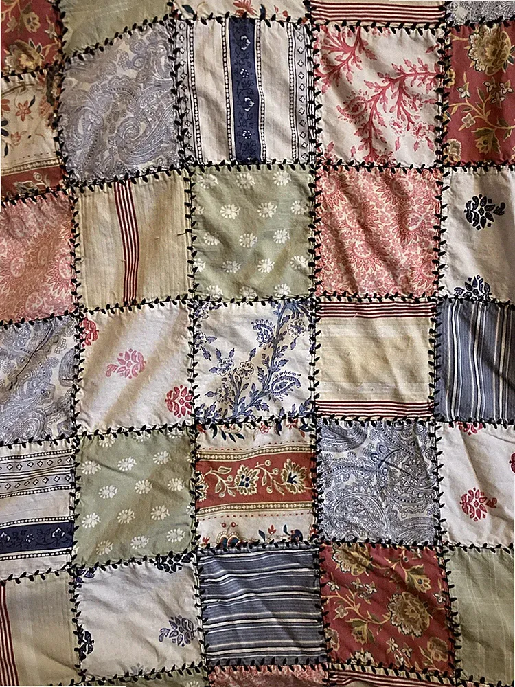 pottery barn multi color quilted patchwork duvet cover Full Size 82X86" read