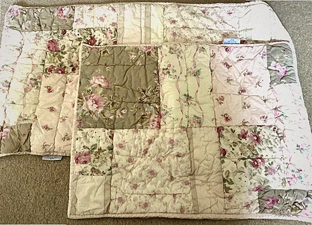 Simply Shabby Chic TWO Pillowcases Shams Quilted Pink Patchwork 1 King 1 Std
