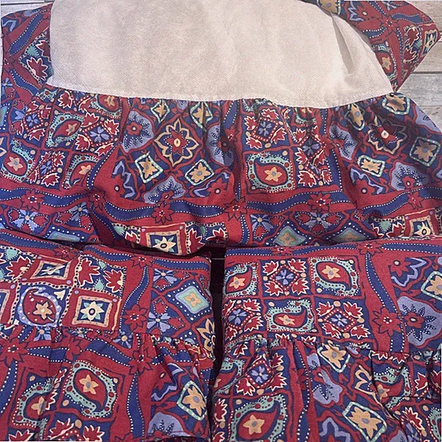 Vintage Queen Bedskirt and 2 Shams Ruffled Bohemian Red Blue Teal Patchwork Gave