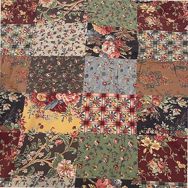 Vintage Ralph Lauren DARBY Patchwork Queen Flat Sheet Cotton Sheet 1990's