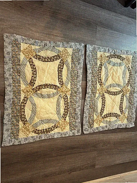 Vintage Wedding Ring Design Floral Quilted PATCHWORK PILLOW CASES/SHAMS Set 2